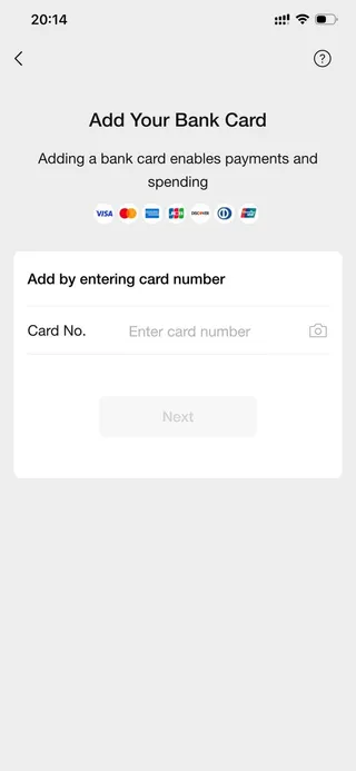 WeChat Add Your Bank Card screen showing accepted card networks