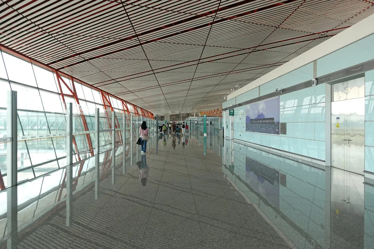 The international arrivals corridor at Beijing Capital Airport Terminal 3