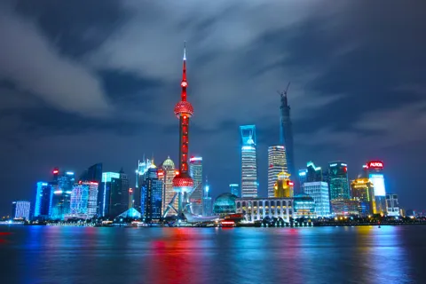 The Pudong skyline at night
