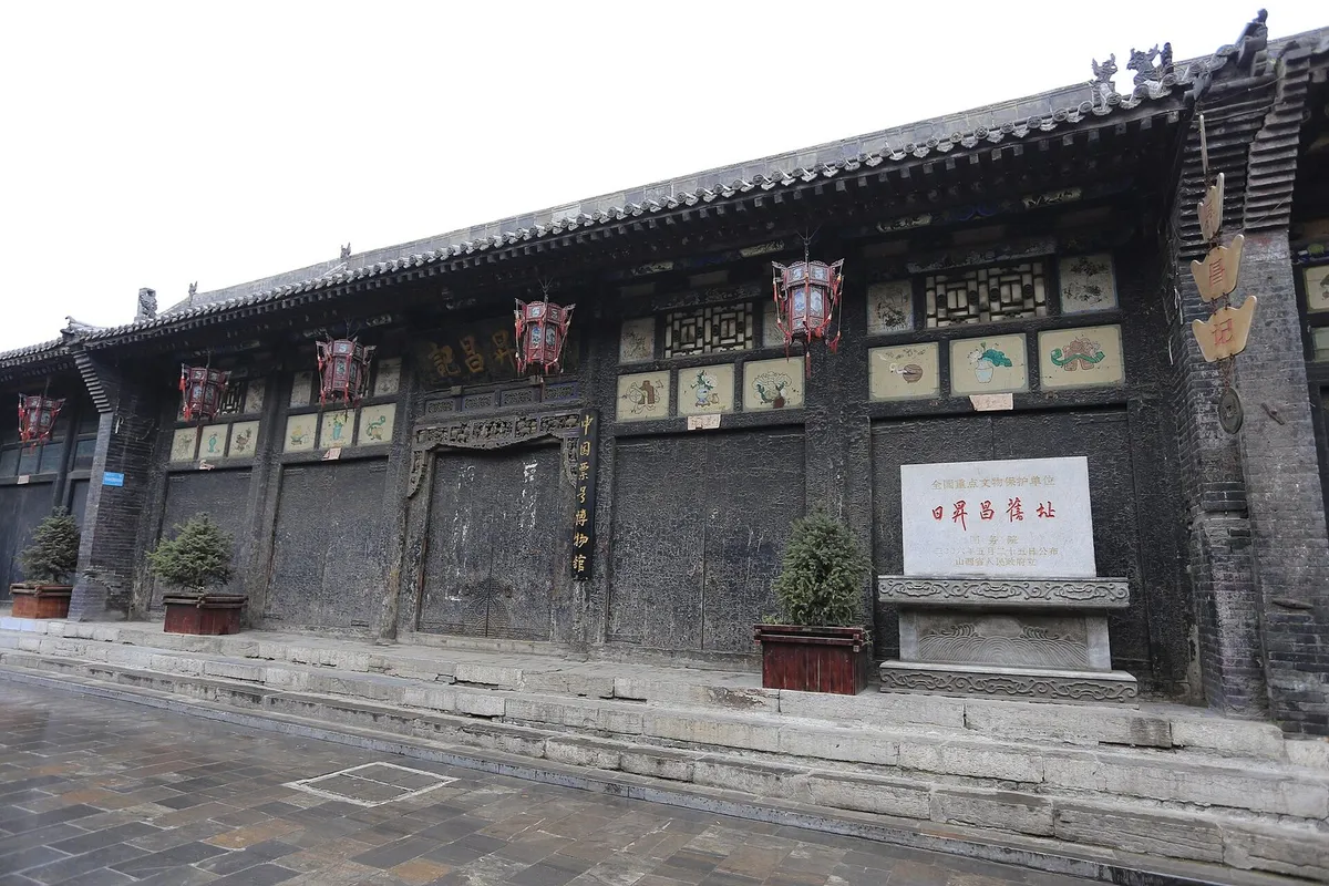 The lantern-hung facade of Rishengchang, China's first draft bank, in Pingyao